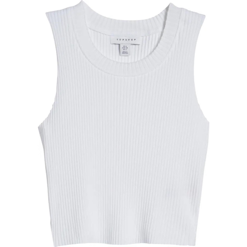 COPY - Topshop Wide Rib Cotton Blend Crop Tank Top